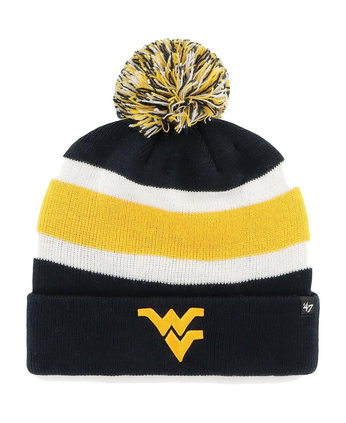 

Мужская темно-синяя вязаная шапка с манжетами и помпоном '47 West Virginia Mountaineers '47 Brand