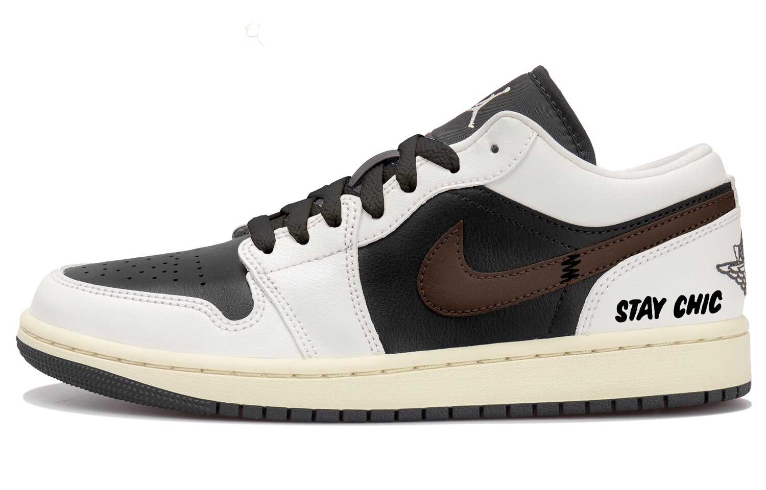 

Кроссовки Air Jordan 1 Vintage Basketball Shoes Women's Low-top Black/White/Brown, черный/белый/коричневый