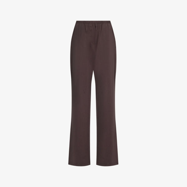Широкие спортивные брюки из смесового хлопка с фирменной вышивкой Adanola, цвет coffee bean