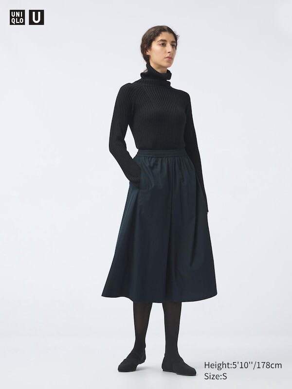 

Объемная юбка из хлопчатобумажной смеси Uniqlo, черный