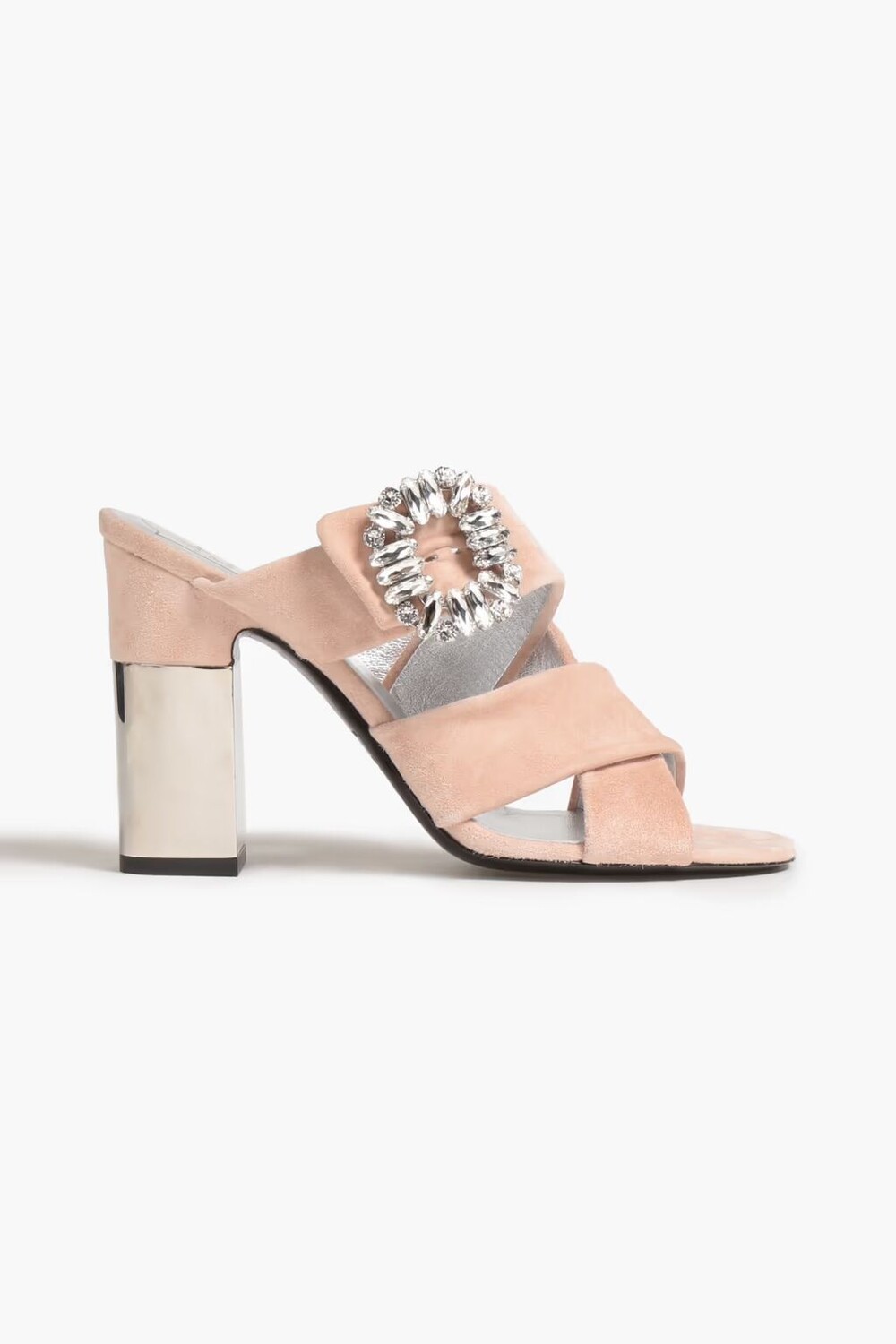 

Замшевые мюли Podium с декором Roger Vivier, цвет Blush