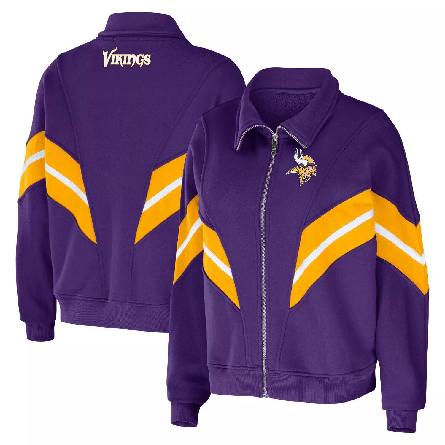

Женская одежда Erin Andrews Purple Minnesota Vikings, куртка больших размеров с молнией в полоску из пряжи и красителей