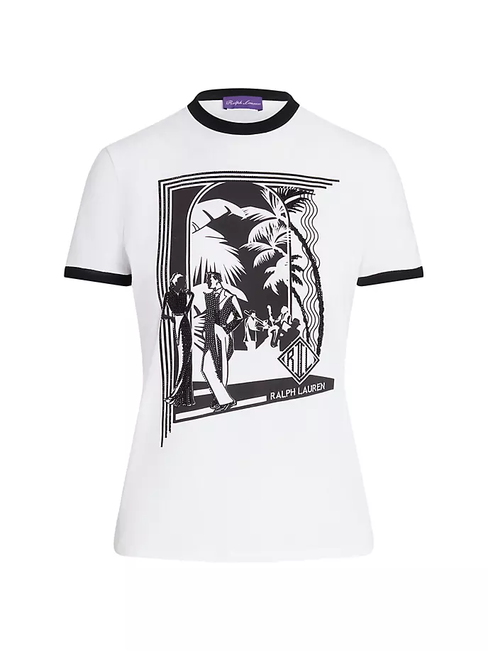 Хлопковая футболка с рисунком RL Club Ralph Lauren Collection, белый кроссовки lauren ralph lauren kacie slip black white