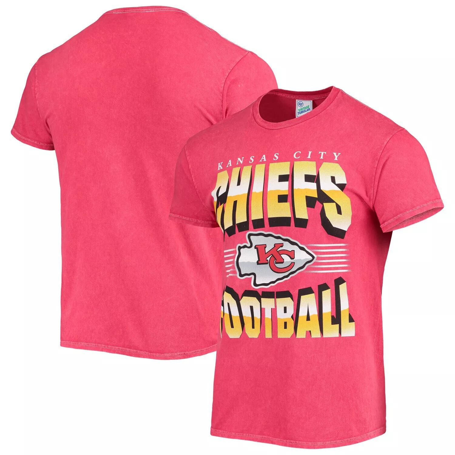 

Мужская красная винтажная трубчатая футболка Kansas City Chiefs Rocker '47, Красный