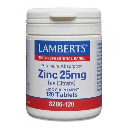 Таблетки цинка 25 мг, максимальная абсорбция, 120 таблеток., Lamberts