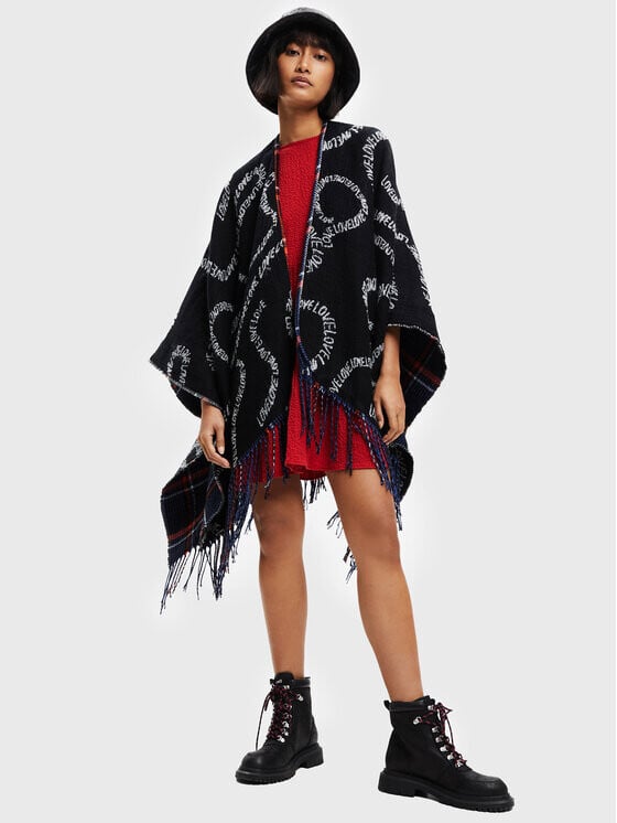 

Пончо свободного кроя Desigual, синий