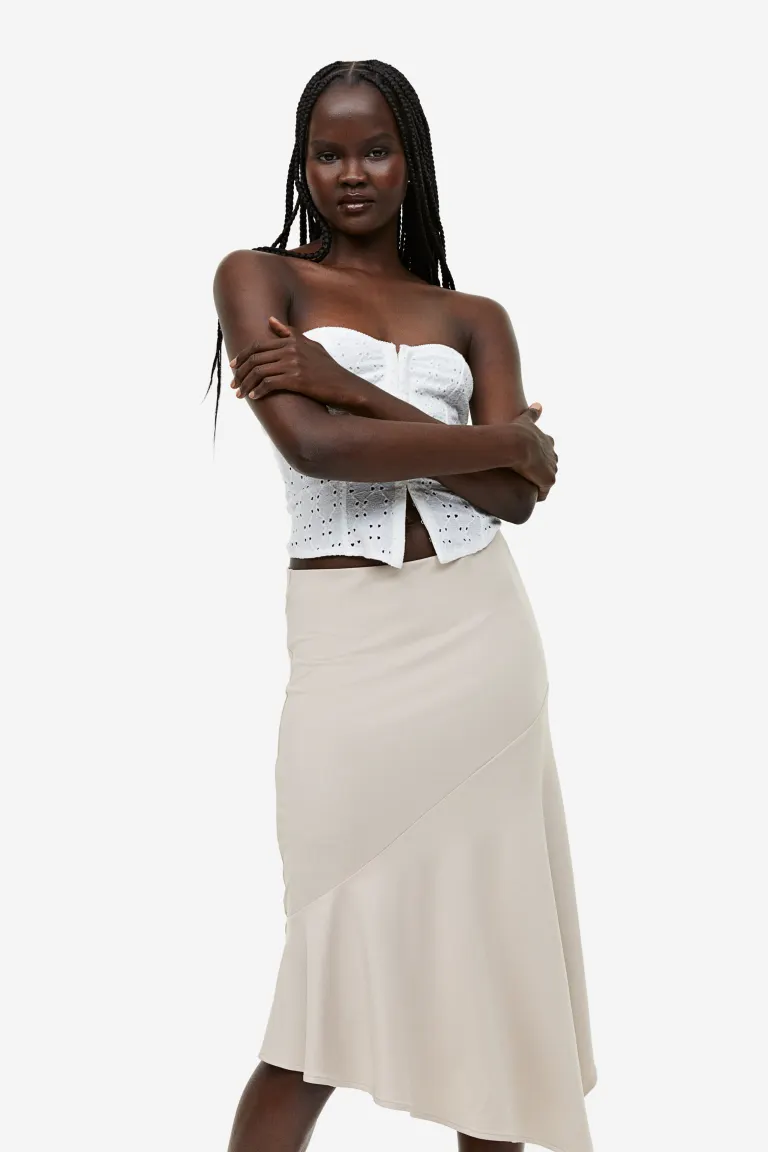 цена Асимметричная юбка из джерси H&M, бежевый