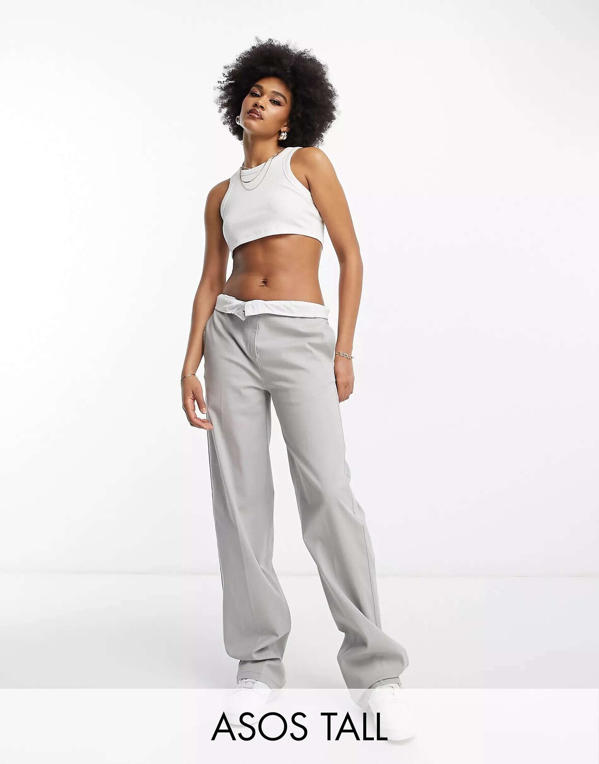 

Серые свободные брюки-бойфренды ASOS Tall, Серый