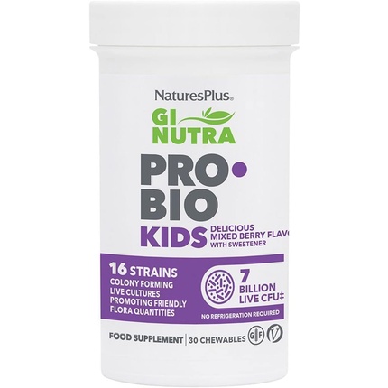 Naturesplus Gi Nutra Pro Bio Kids Пробиотик с комплексом пребиотических волокон 30 жевательных таблеток, Nature'S Plus