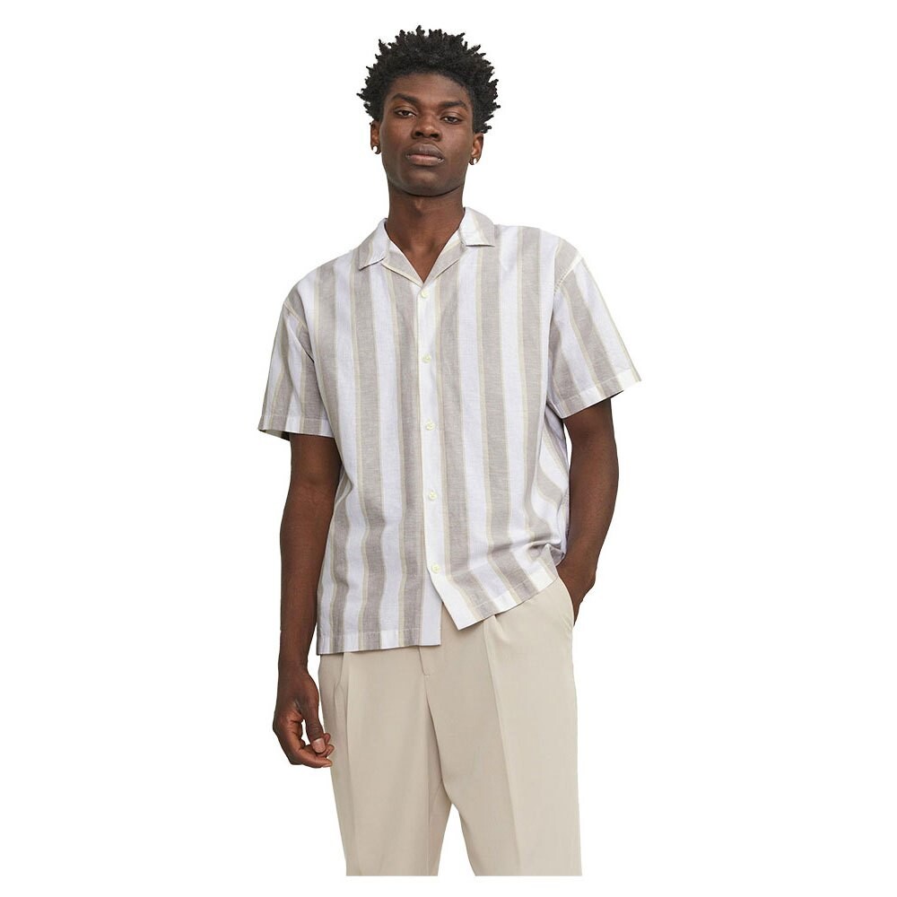 

Рубашка с коротким рукавом Jack & Jones Summer Stripe Resort, бежевый