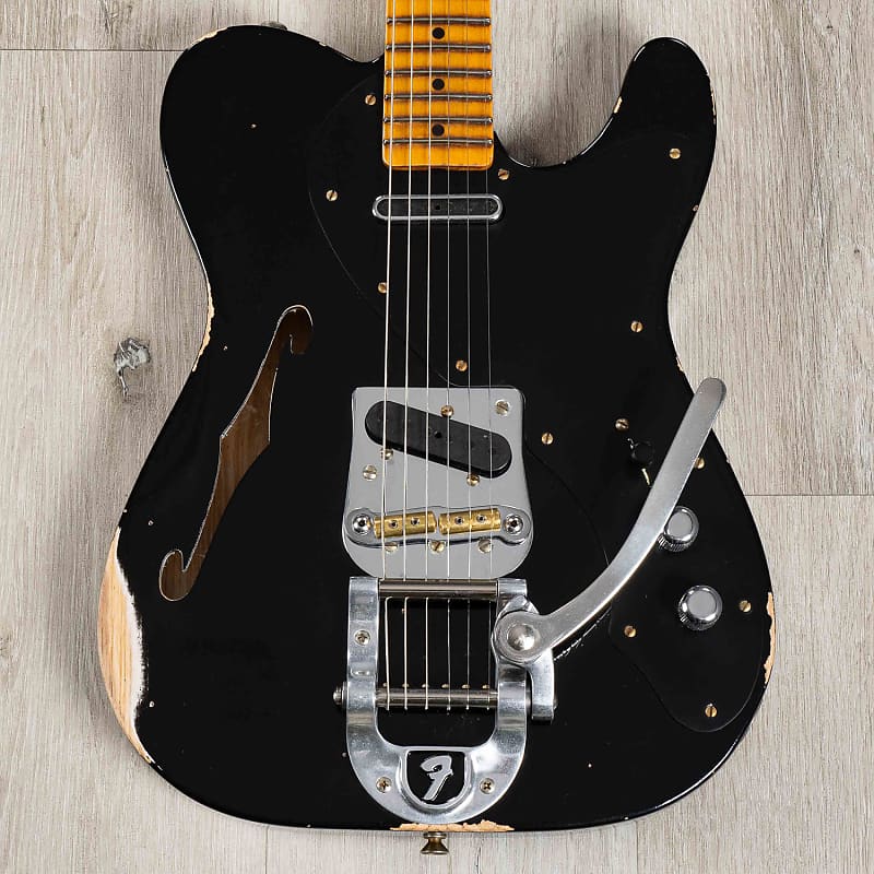 Электрогитара Fender Custom Shop S23 Limited Edition Nocaster Thinline Relic Guitar, Aged Black fender custom shop 50 s thinline relic pink paisley