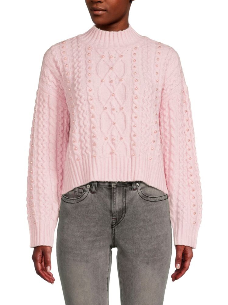 

Свитер косой вязки с искусственным жемчугом Design 365, цвет Powder Pink