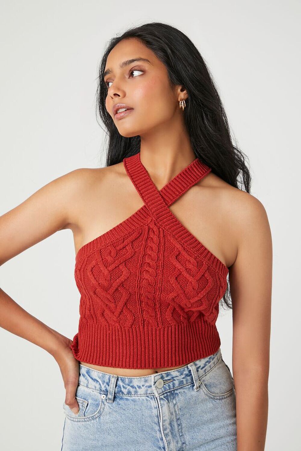 

Укороченный топ вязанной вязки с бретелькой на бретельках Forever 21