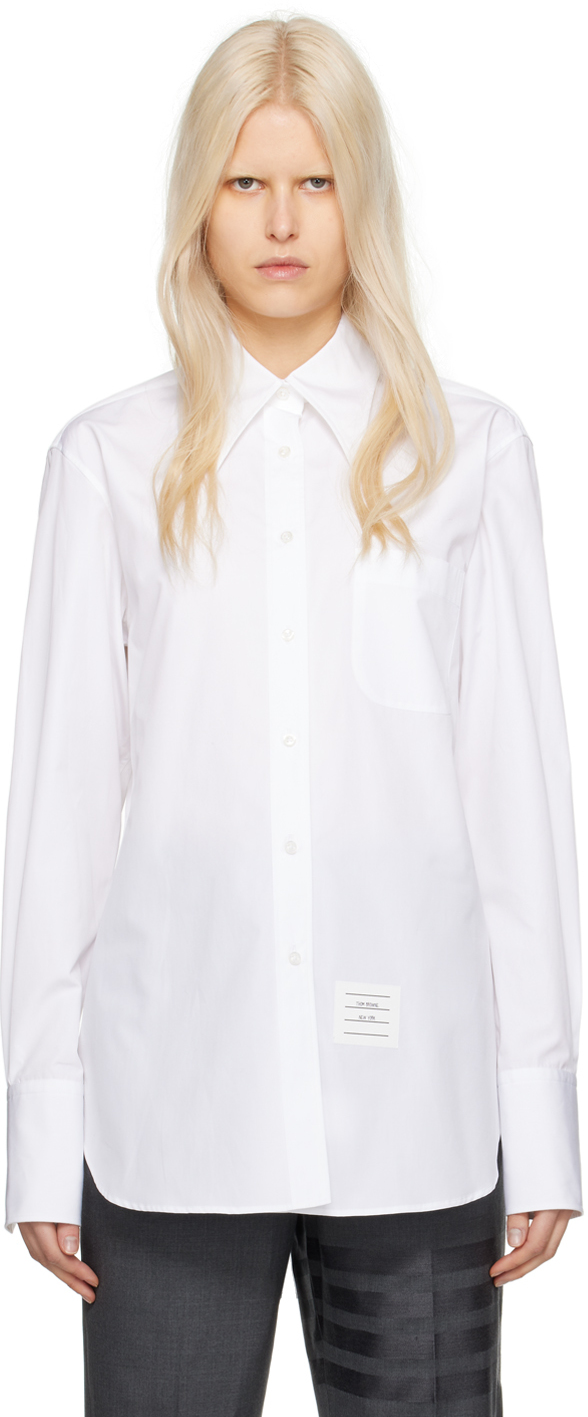 Белая рубашка с острым воротником Thom Browne