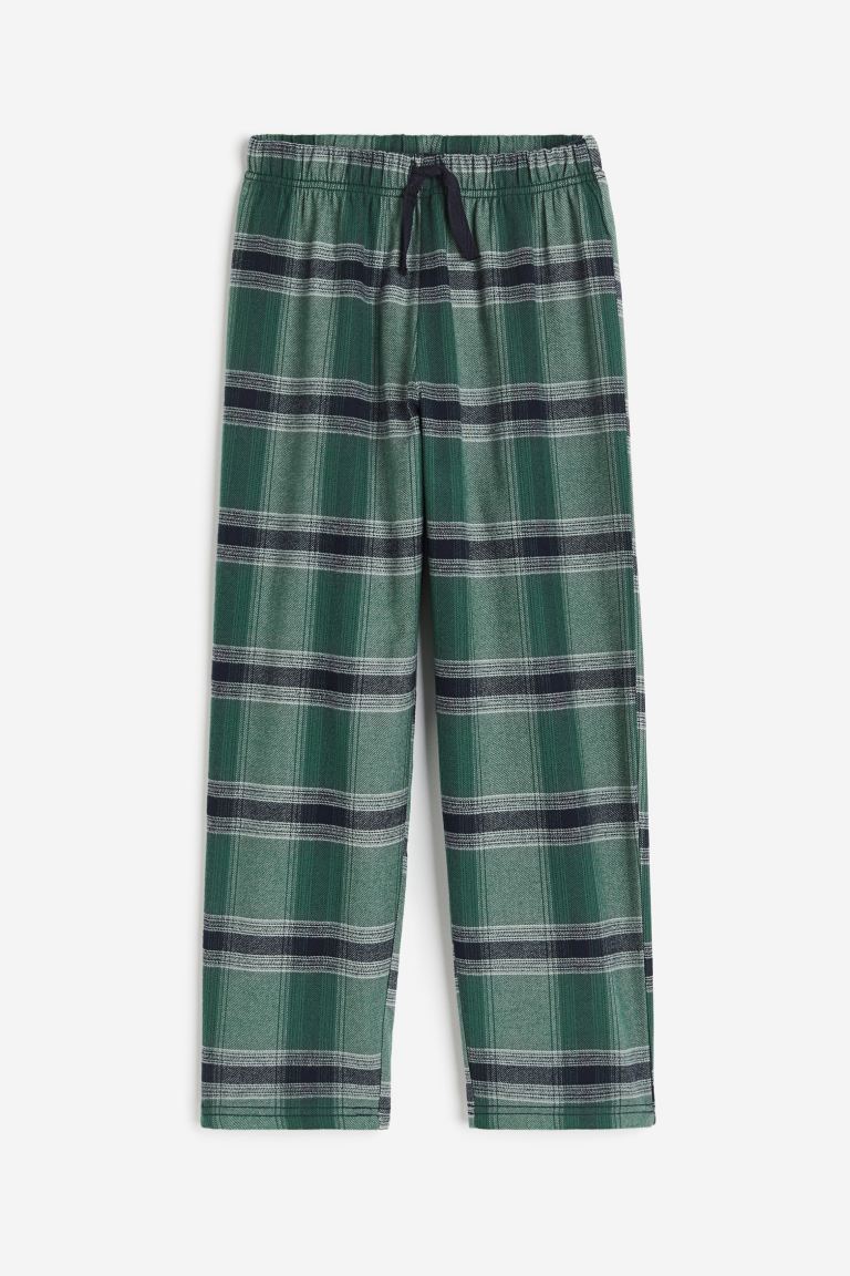 Хлопковые пижамные штаны H&M, зеленый