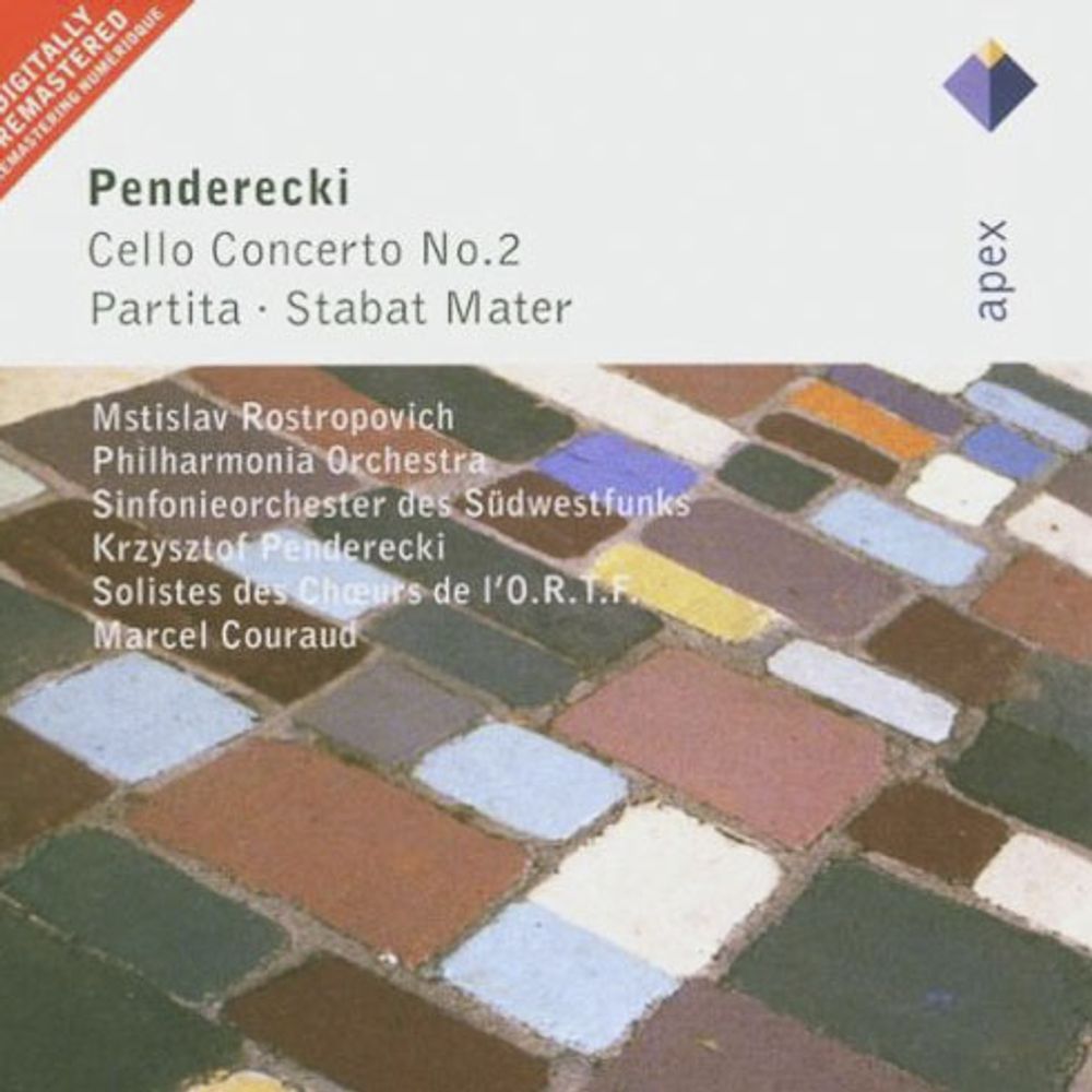 

Диск CD Penderecki: Cello Concerto No. 2 / Partita / Stabat Mater - Krzysztof Penderecki, Marcel Couraud, Mstislav Rostropovich, Sinfonieorchester Des Südwestfunks, Philharmonia Orchestra