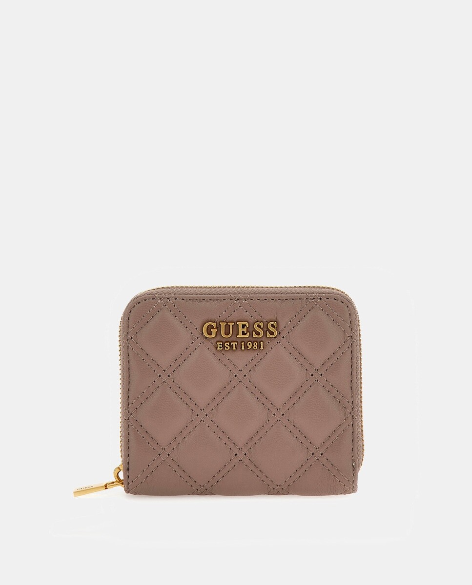 

Небольшой стеганый кошелек на молнии бежевого цвета Guess, бежевый