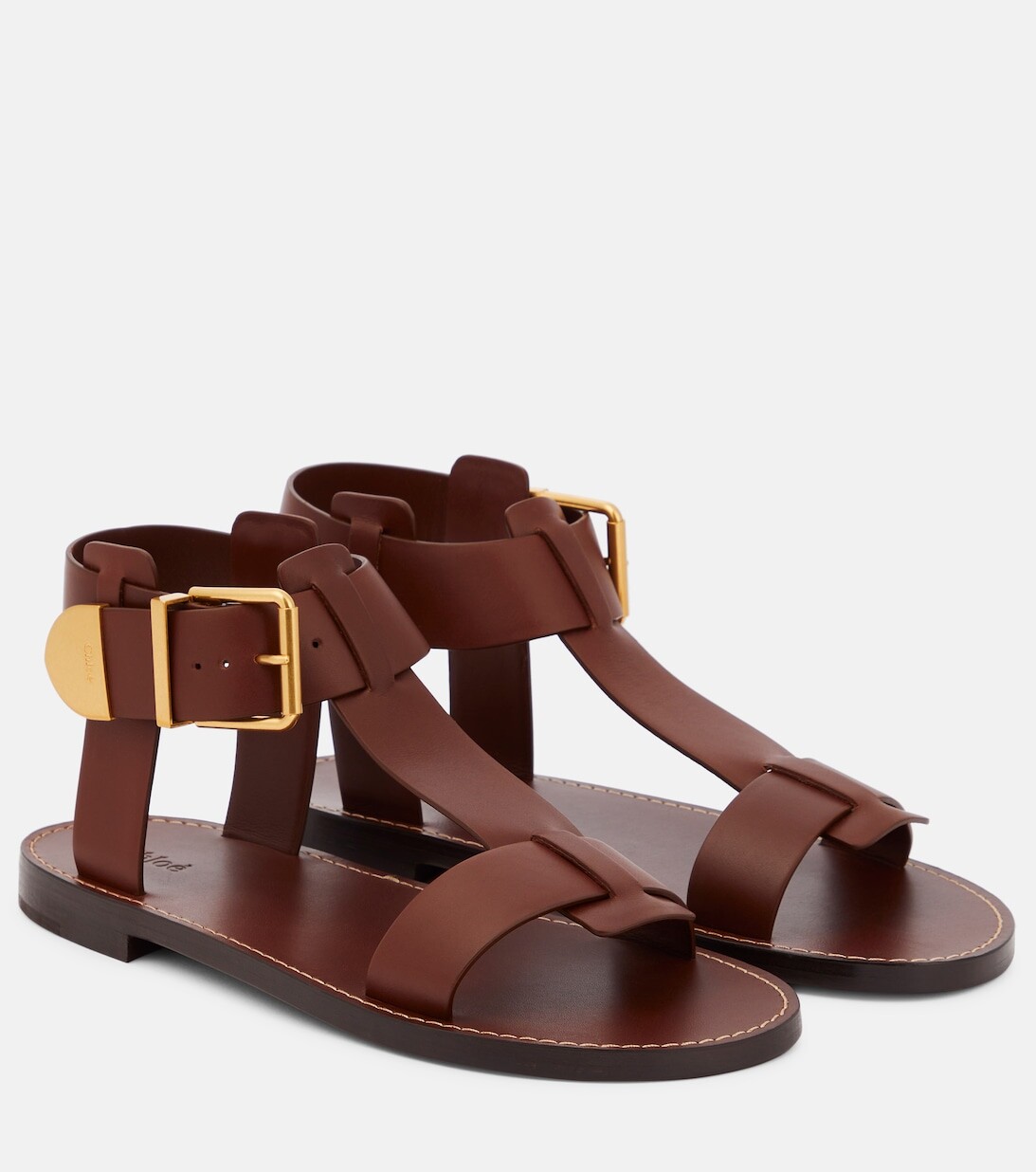

Кожаные сандалии Chloé, коричневый