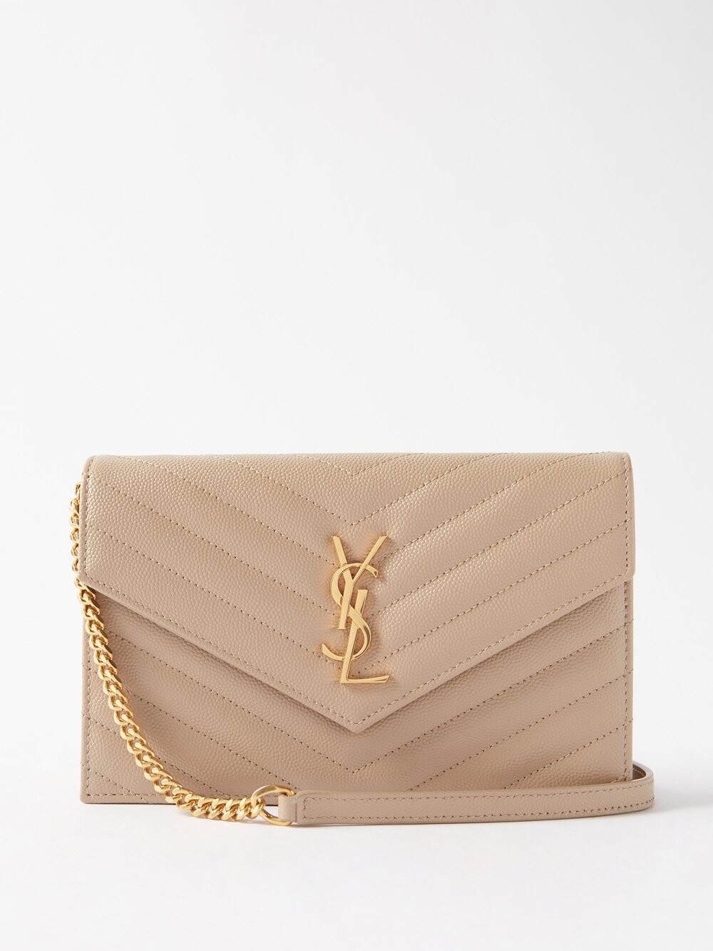

Кошелек cassandre из кожи с узором шеврон-конверт Saint Laurent, бежевый