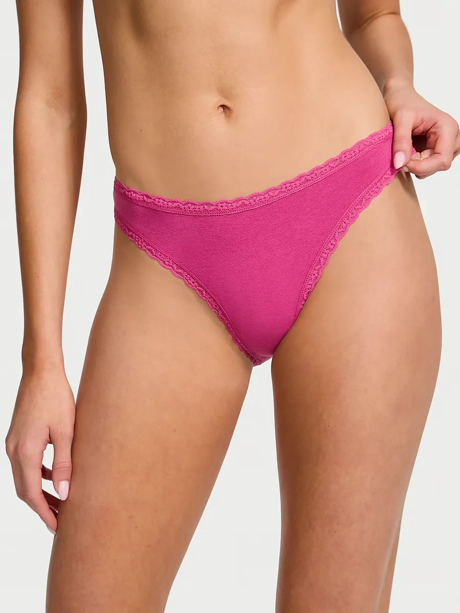 

Хлопковые трусики бикини с кружевной отделкой The Lacie, цвет Luscious Rose