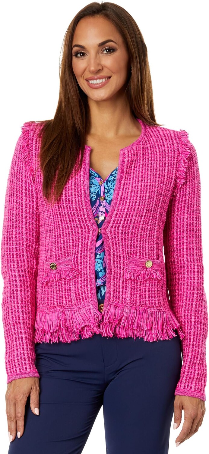 

Свитер Simora Cardigan Lilly Pulitzer, цвет Pink Palms Exotic Tweed