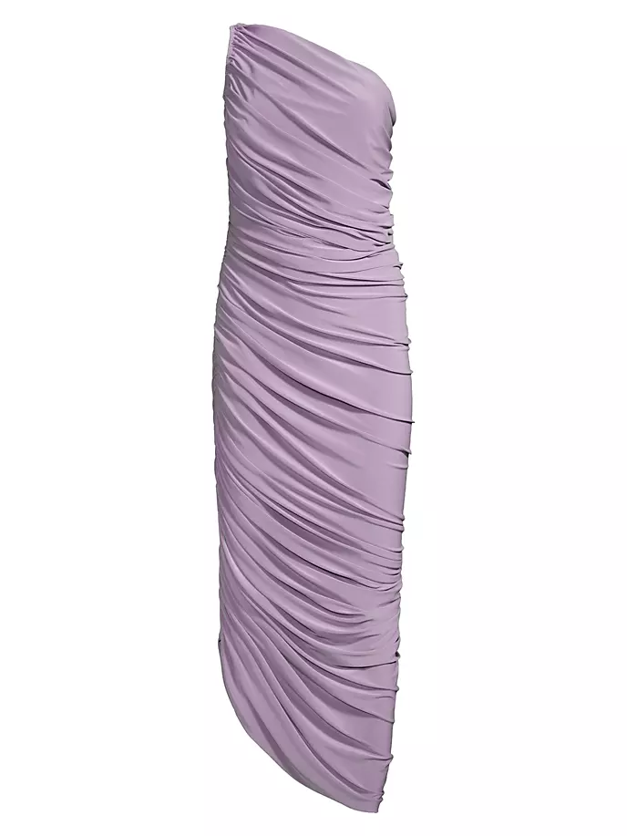 Платье на одно плечо со сборками Diana Norma Kamali, фиолетовый