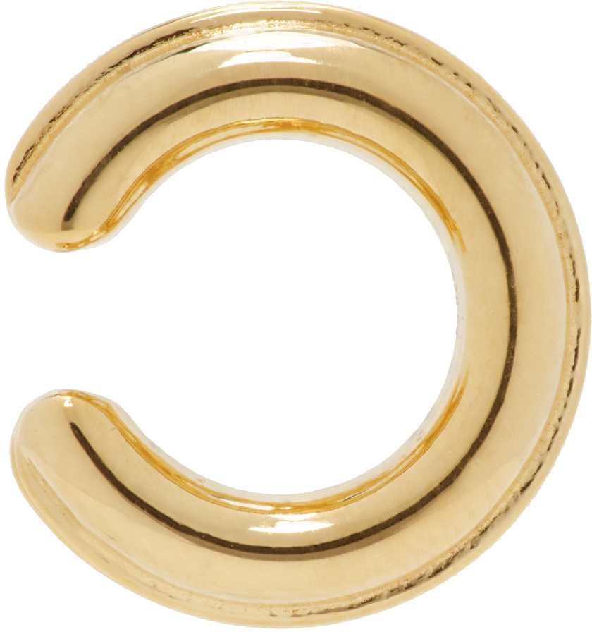 Золотые часы-кафф на одно ухо Bottega Veneta массивный дутый кафф kalinka