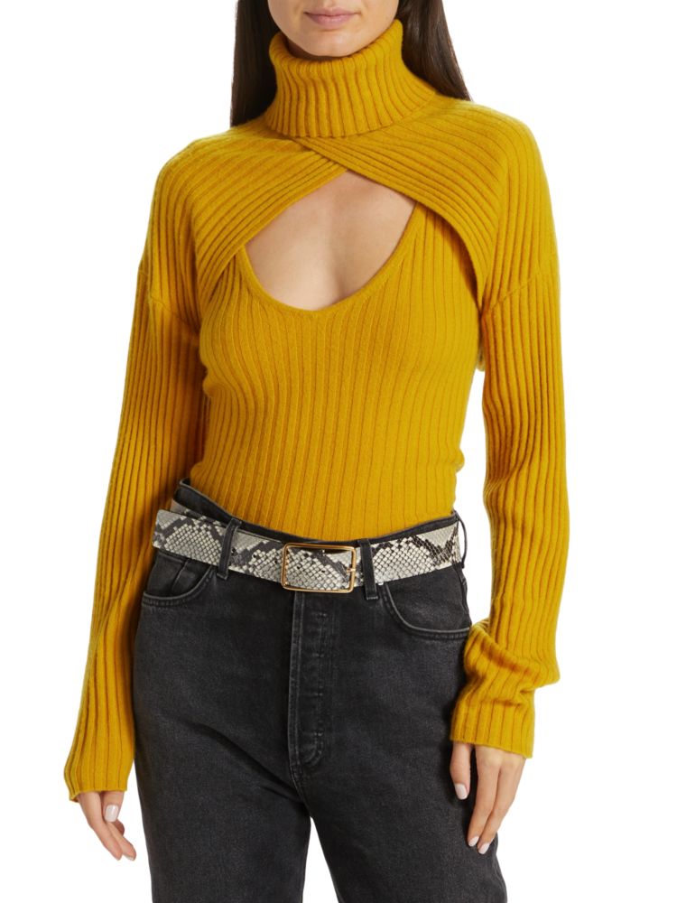 Комплект из двух шерстяных кашемировых свитеров с высоким воротником Naadam, золото
