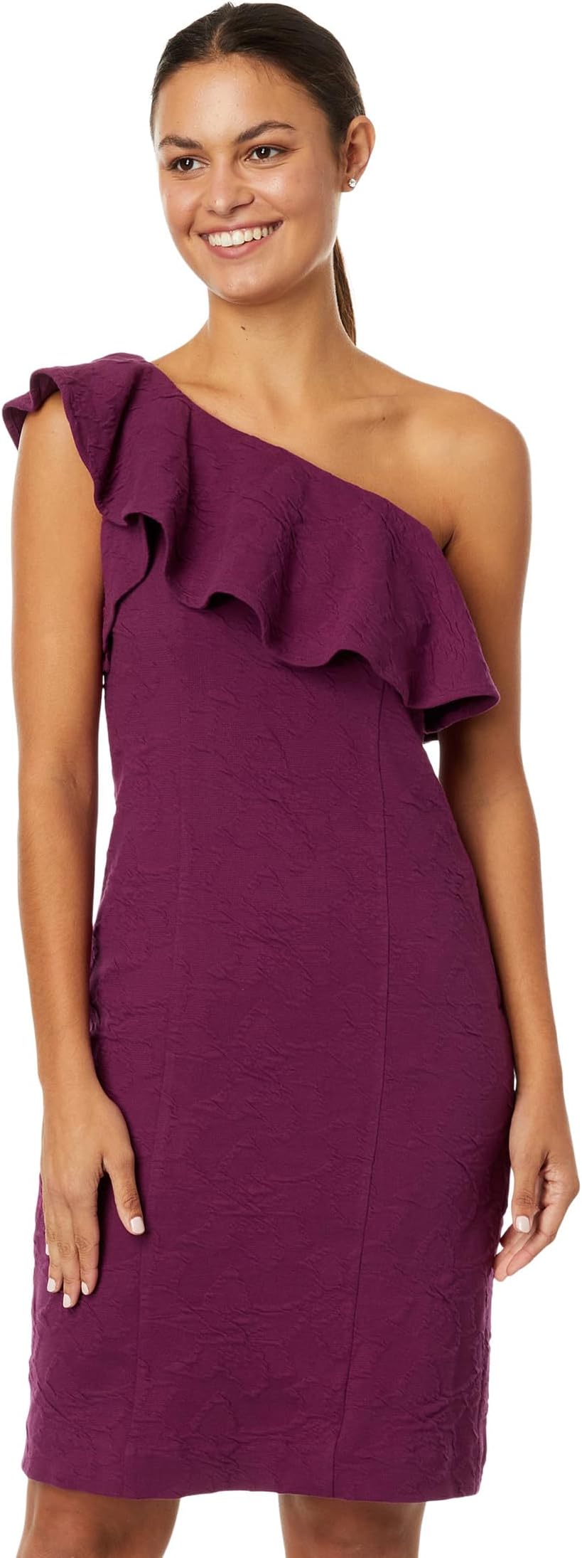 Бордо-платье на одно плечо Lilly Pulitzer, цвет Amarena Cherry Knit Pucker Jacquard рубашка zara jacquard knit черный