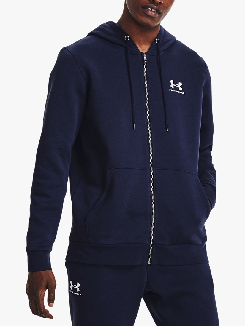 

Флисовая толстовка с молнией во всю длину Essential Under Armour, полночь темно-синий/белый
