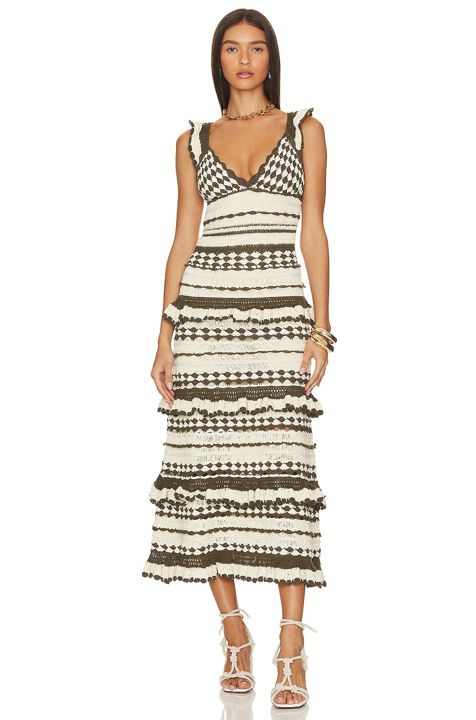 

Платье Zimmermann Devi Crochet, цвет Khaki Cream