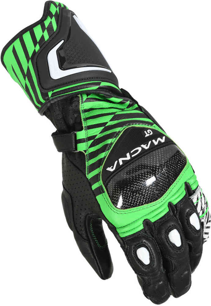 Перфорированные мотоциклетные перчатки GT Macna, черный/зеленый
