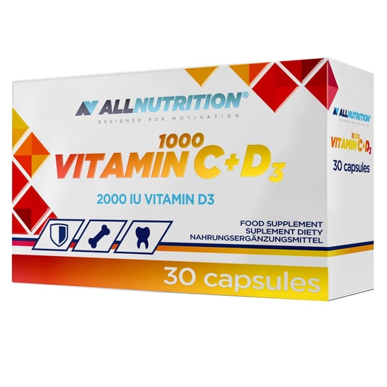 Allnutrition, Витамин С 1000+D3, 30 капсул