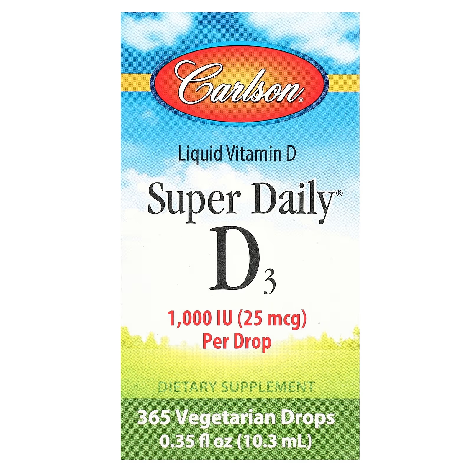 Витамин D в жидкой форме Carlson Super Daily D3 25 мкг, 10,3 мл