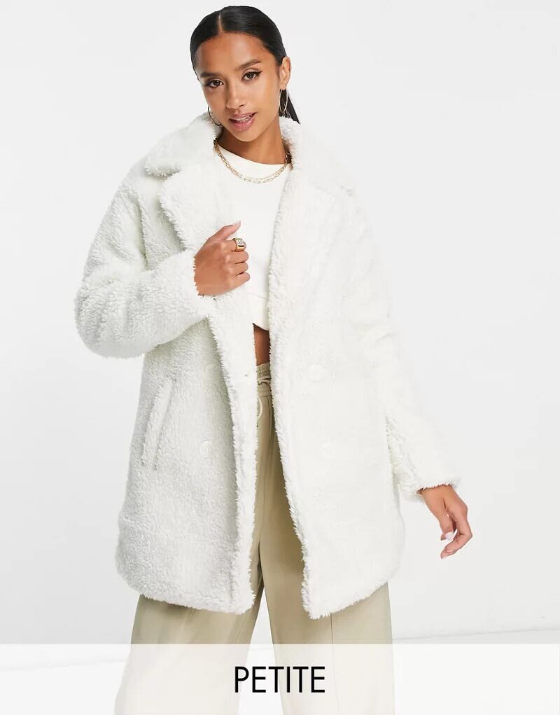 

Кремовое пальто миди из овчины Threadbare Petite
