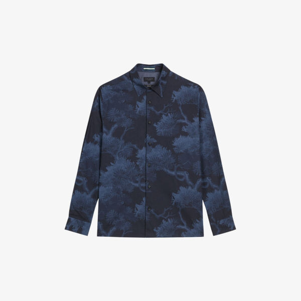 

Хлопковая рубашка классического кроя с принтом goxhill Ted Baker, синий