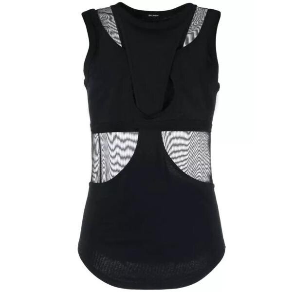 

Футболка rear logo-plaque tank top Balmain, черный