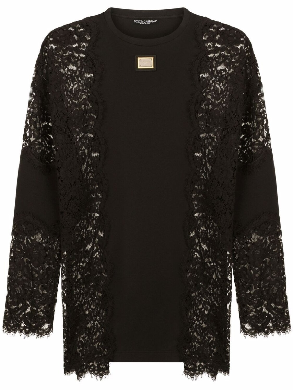

Dolce & Gabbana футболка с длинными рукавами и кружевом, черный