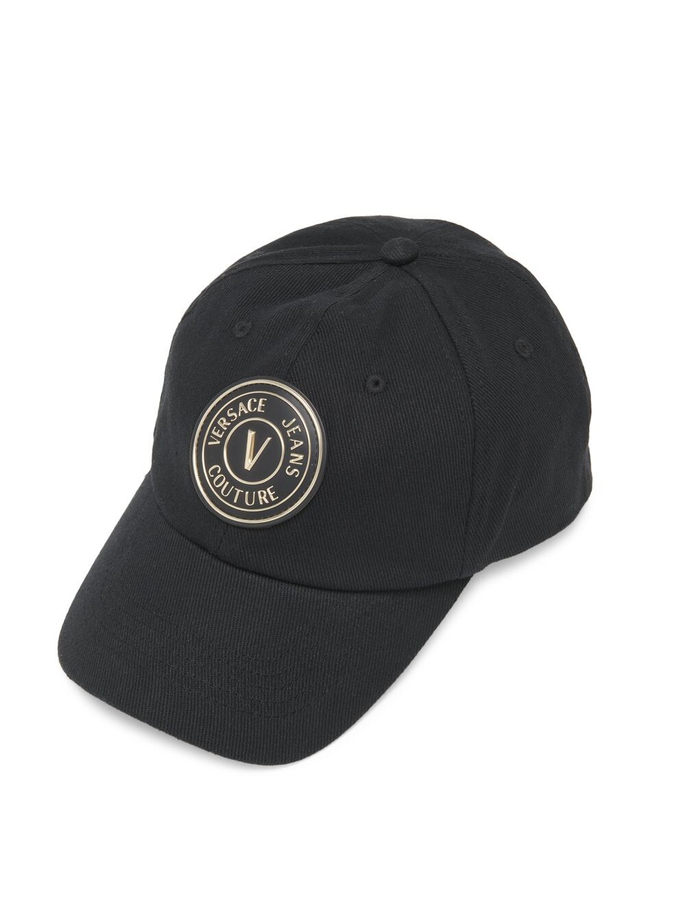 

Хлопковая бейсболка с V-образной эмблемой Versace Jeans Couture, черный