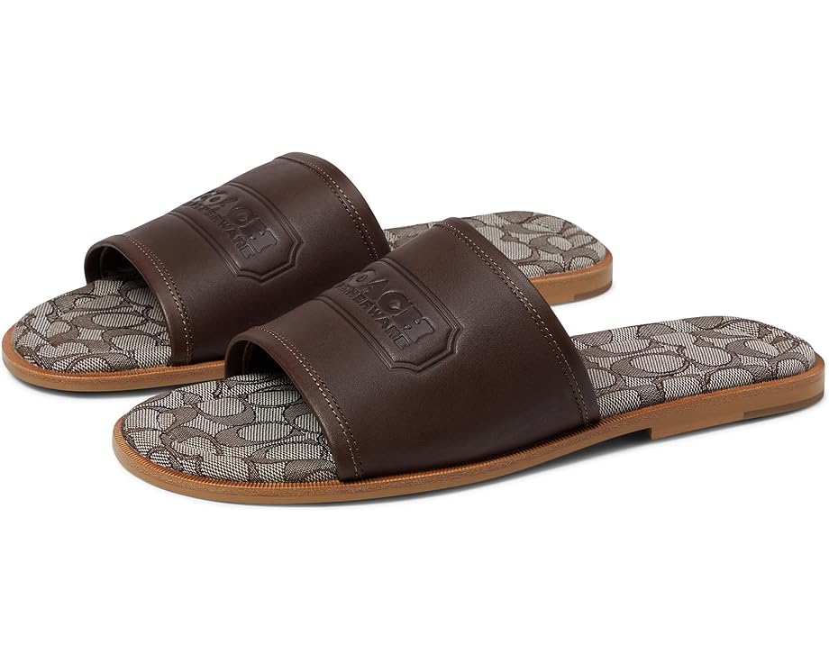 цена Сандалии COACH Logo Leather Sandal, цвет Maple
