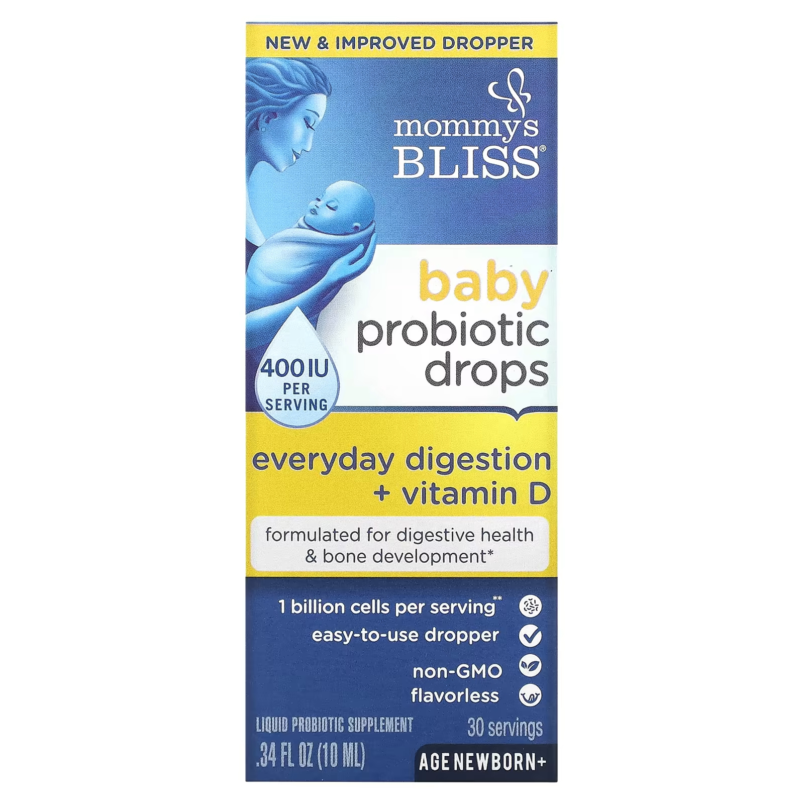 Пробиотические капли Mommy's Bliss Baby + витамин D для новорожденных, 10 мл