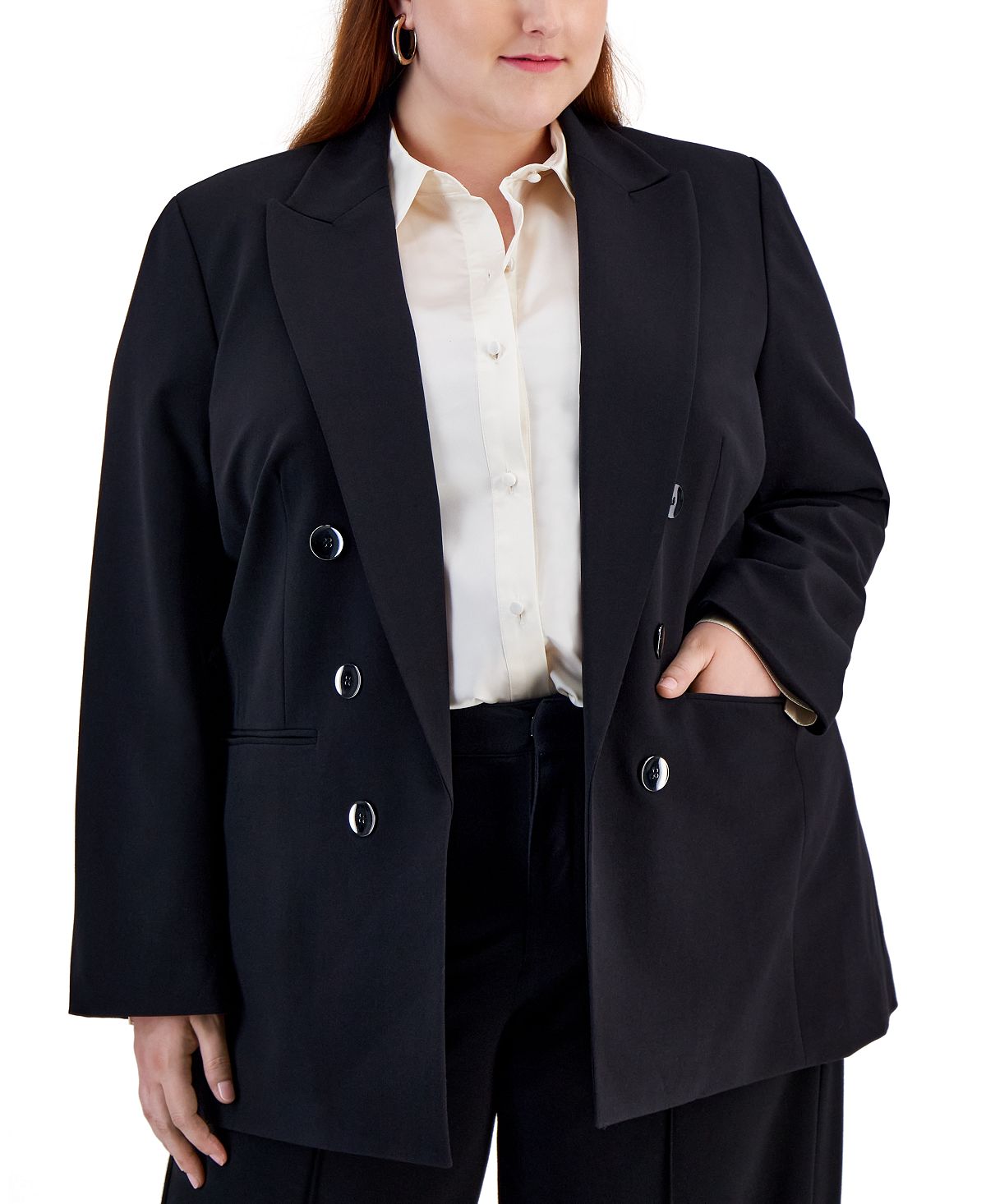 Двубортный двубортный пиджак больших размеров Bar III, черный