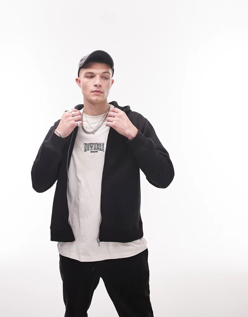 

Черная худи на молнии Topman