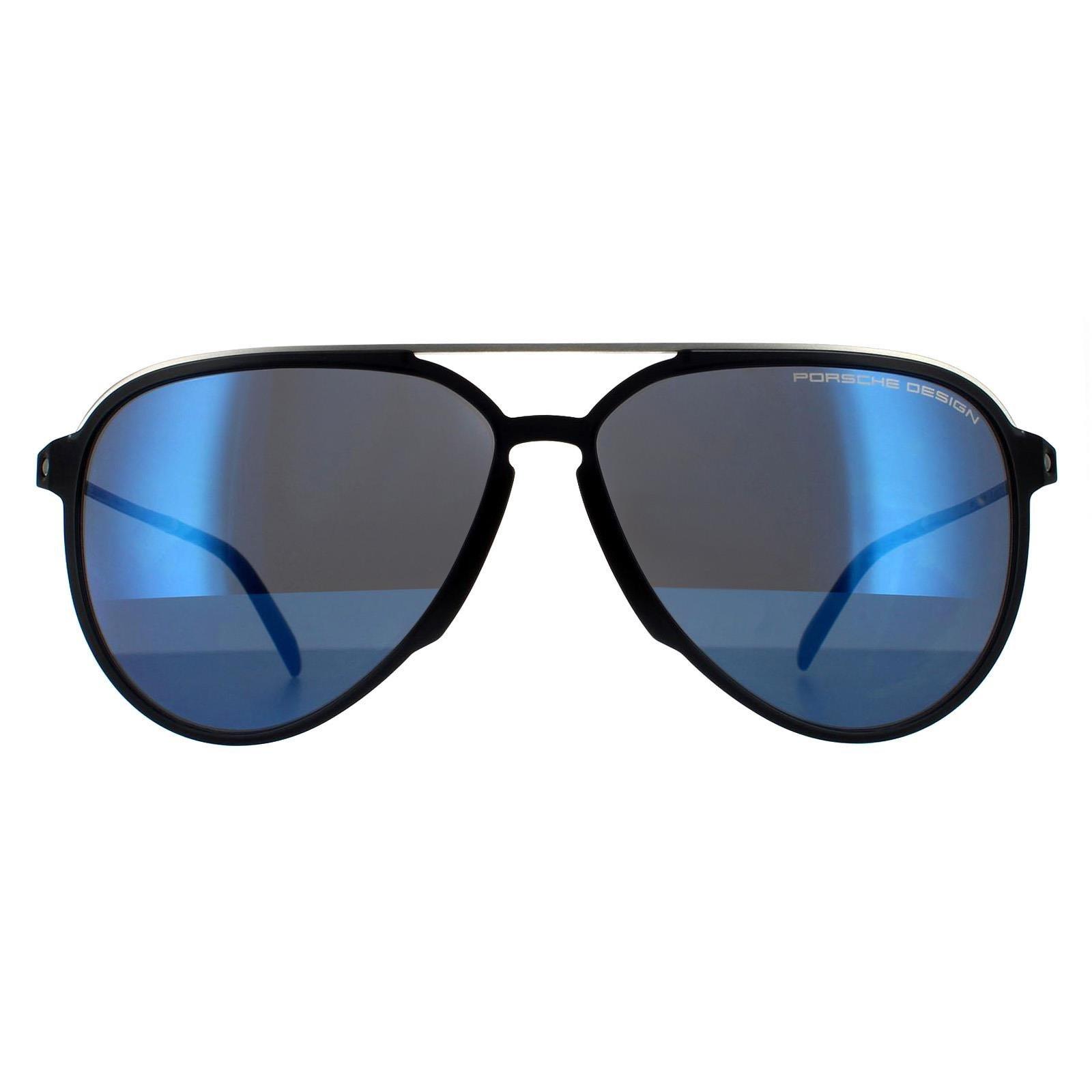 Темно-серые палладиевые темно-синие зеркальные солнцезащитные очки-авиаторы Porsche Design, серый темно синие зеркальные солнцезащитные очки aviator gun porsche design серый