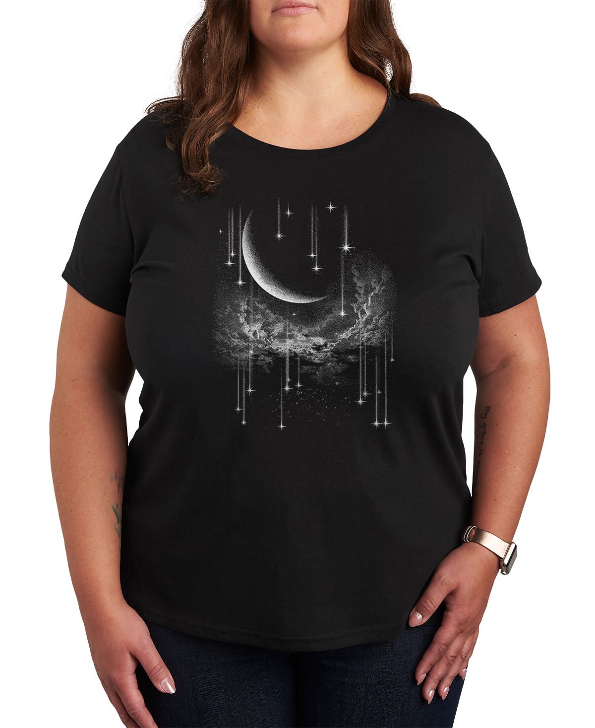 Модная футболка больших размеров с изображением небесного принта Air Waves, черный фотографии