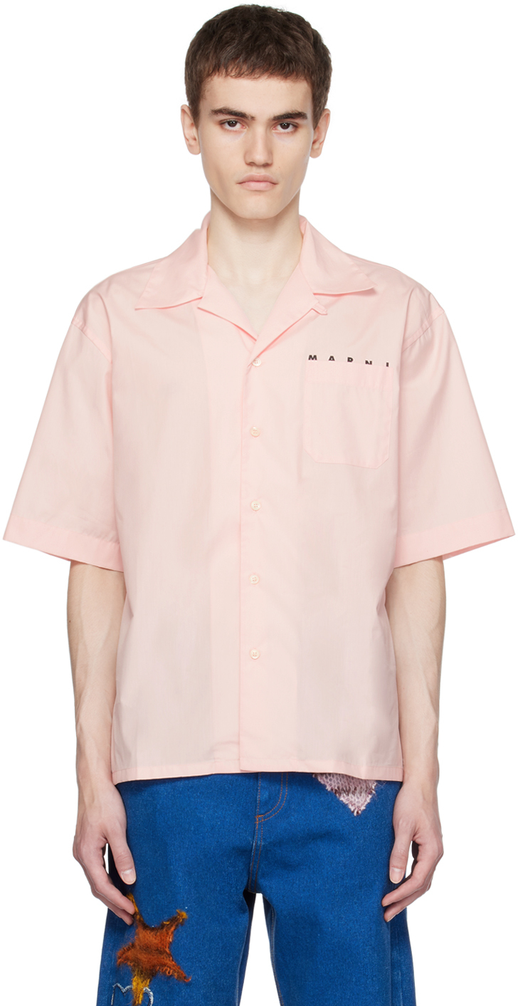 цена Розовая рубашка с принтом Marni