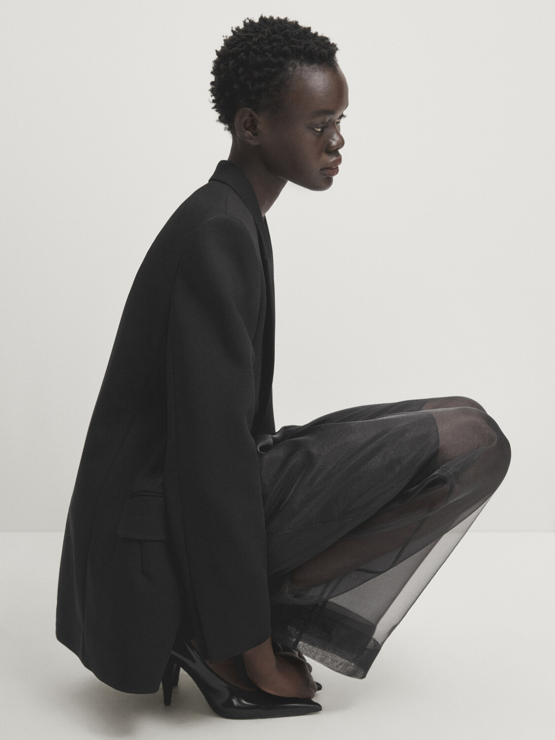 

Брюки из органзы Massimo Dutti, черный