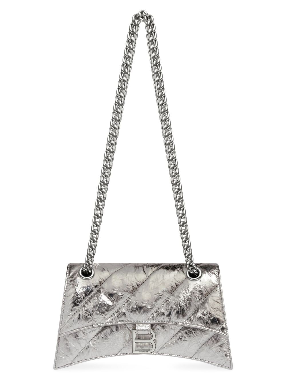 

Стеганая металлизированная сумка на цепочке Crush XS Balenciaga, серебряный, Серый