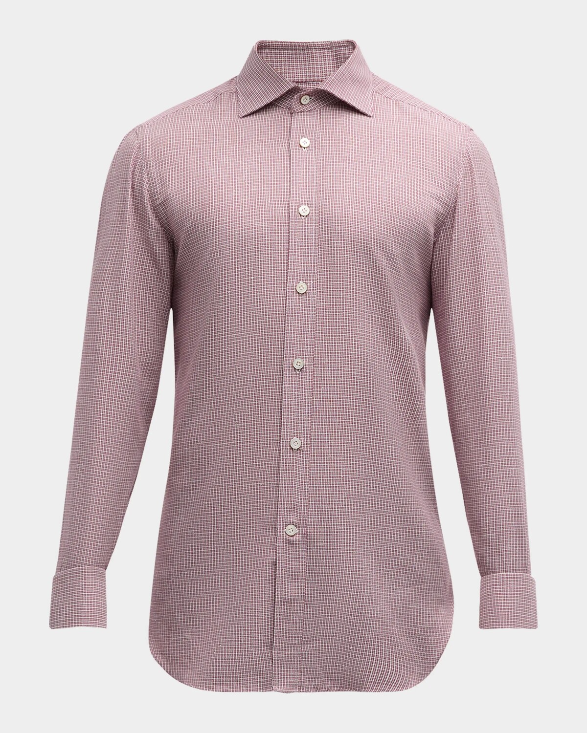

Мужская спортивная рубашка из хлопка в микроклетку Kiton, красный