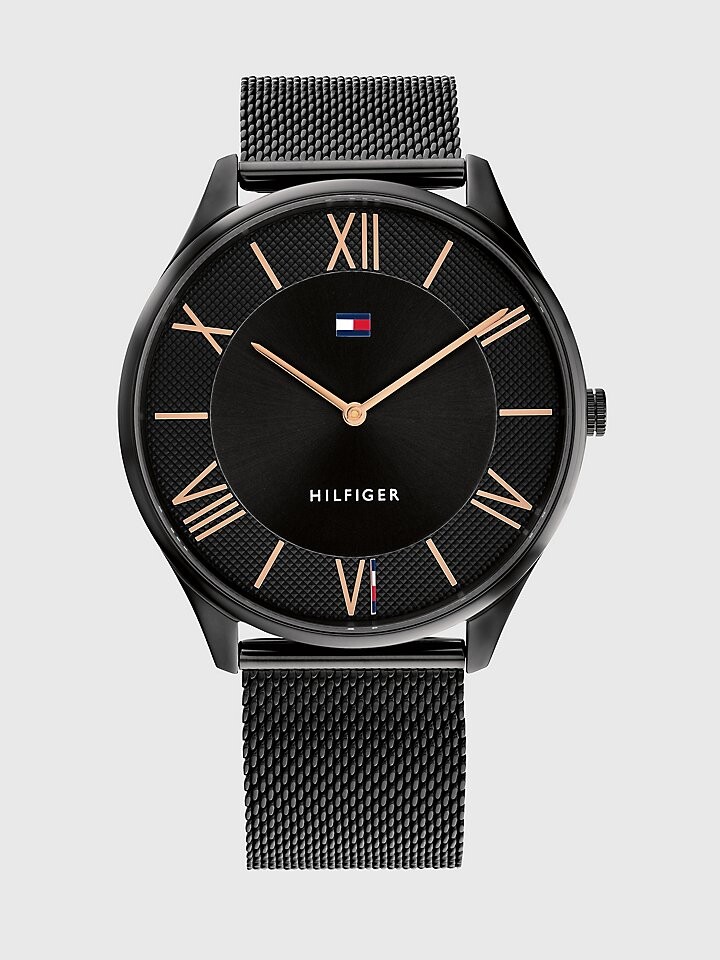 

Нарядные часы с черным сетчатым браслетом с ионным покрытием Tommy Hilfiger